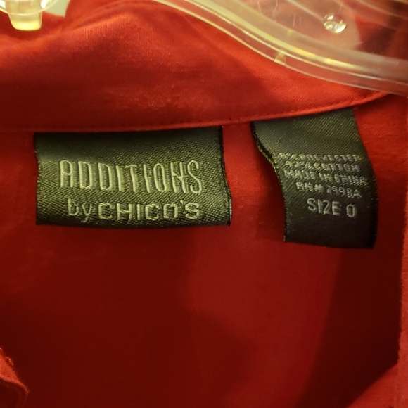 Additions by Chico's Cherry Red Oxford Shirt - Picture 3 of 4